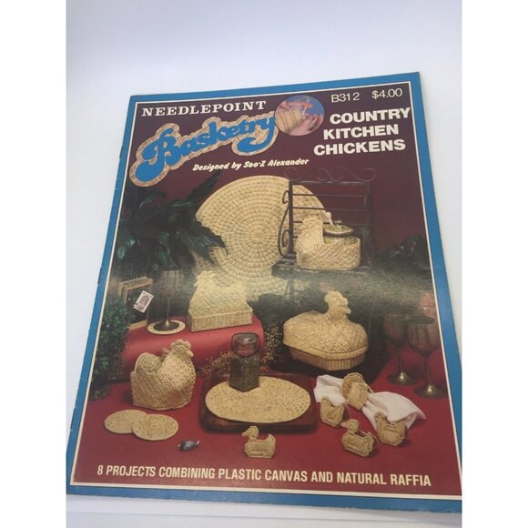 Needlepoint Basketry B312 Country Kitchen Chickens 8 Projects Plastic Canvas - Picture 8 of 10